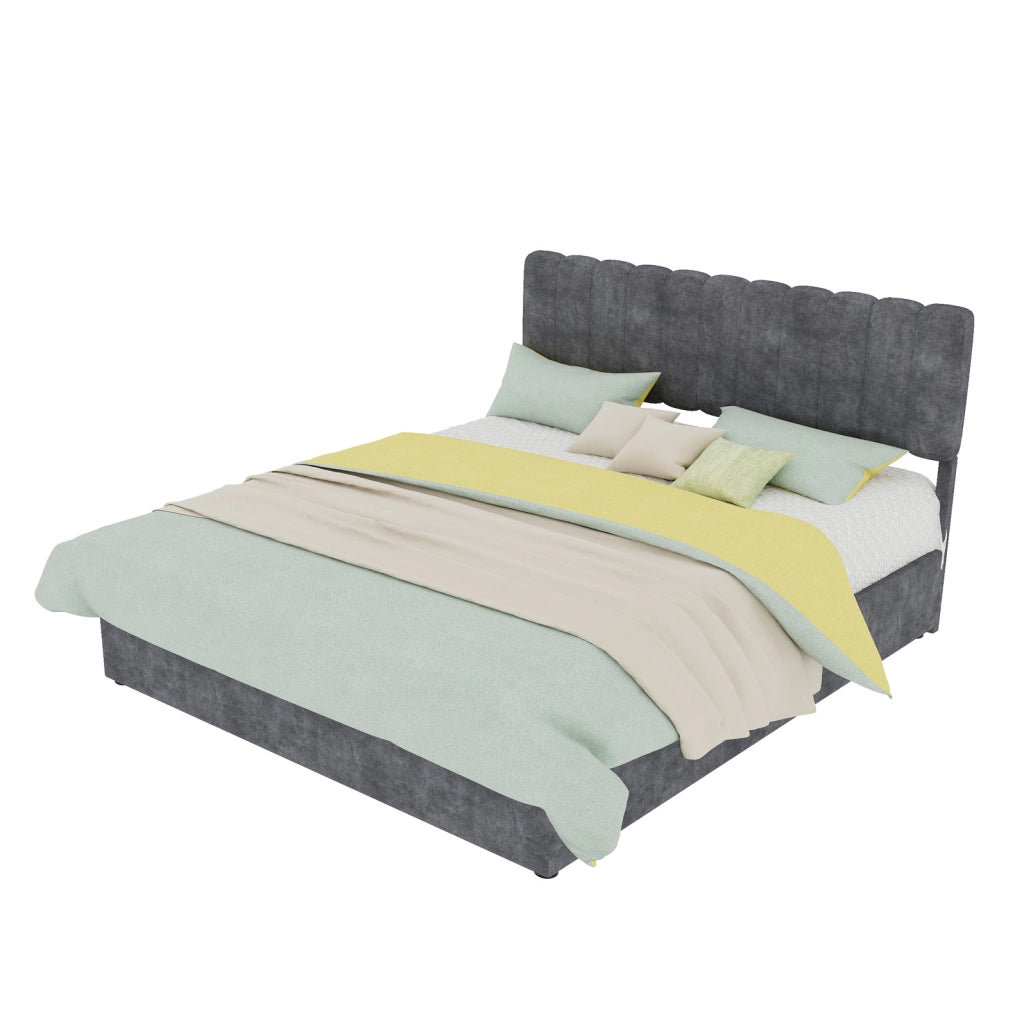 Letto matrimoniale imbottito 160x200 cm in velluto grigio