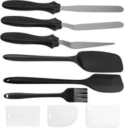 Set di Spatole per Impasto con Pennello per Olio, Paletti in Acciaio Inox, Spatola in Silicone, Carte per Impasto Bianche e Cucchiai da Cucina