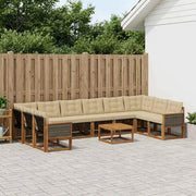 Set di divani da esterno 11 pz Naturale e Beige 3382253