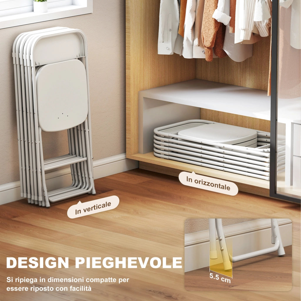 Set 6 Sedie Pieghevoli ¨C zephmum ¨C Plastica e Metallo Bianco 45x49x79.5 cm