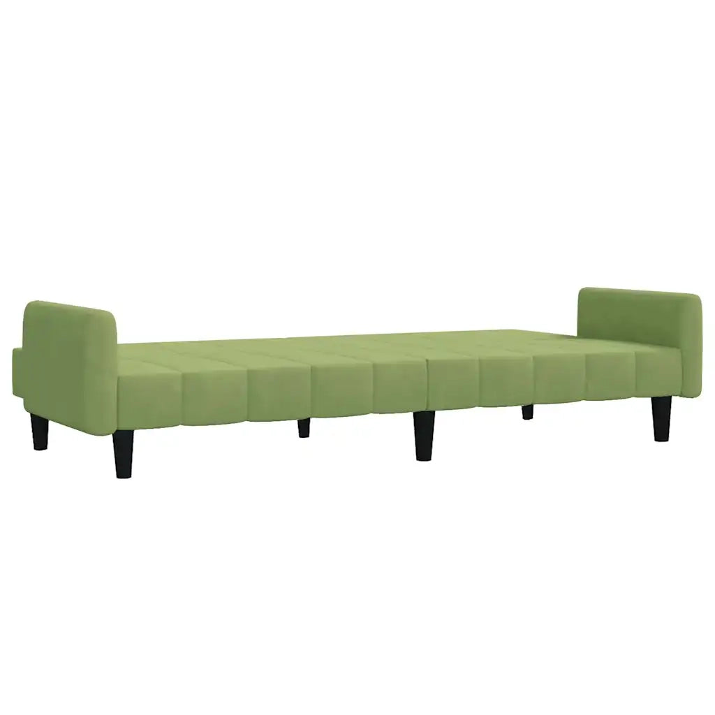 Divano Letto a 2 Posti Verde Chiaro in Velluto 375777