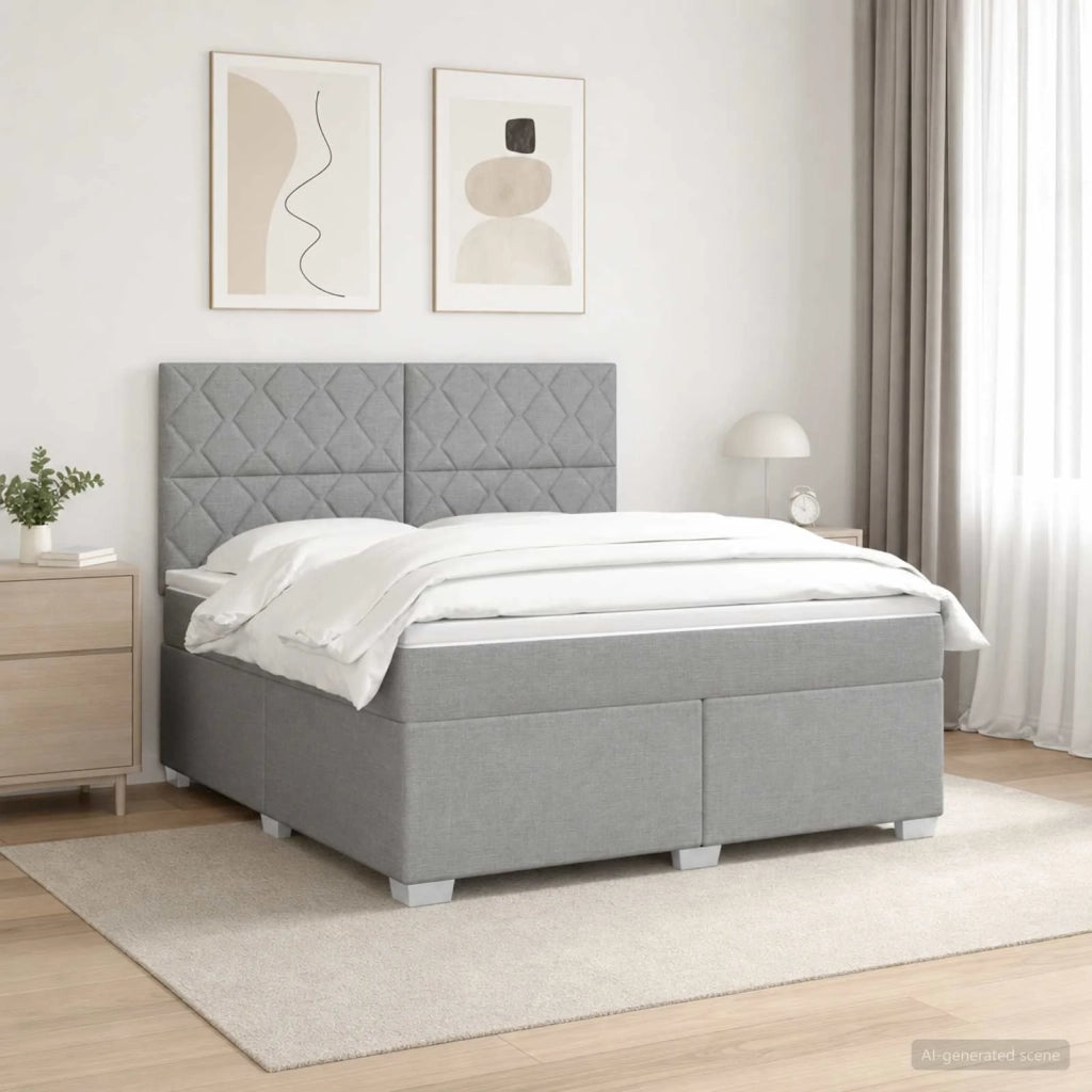 Letto box spring con materasso Grigio Chiaro 140 x 190 cm 3454873
