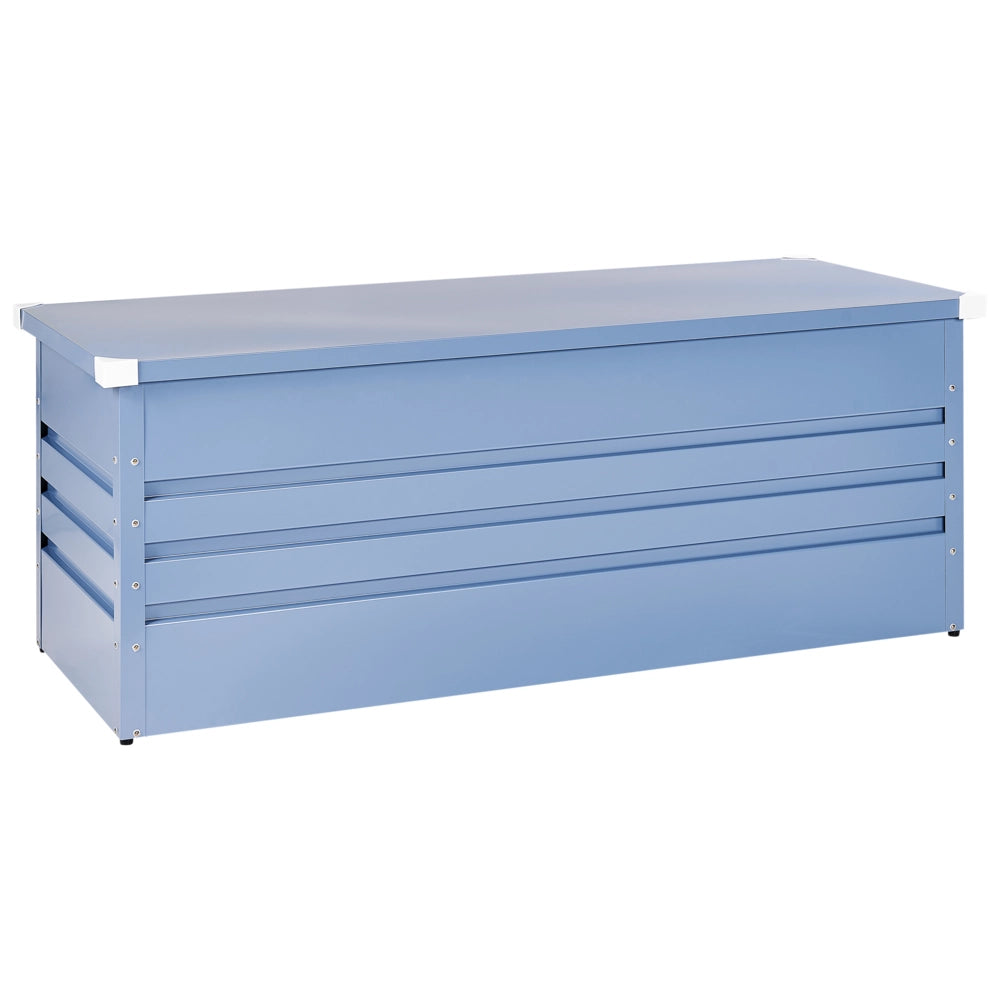 Cassapanca da esterno in acciaio zincato blu 165 x 70 cm giardino stile industriale