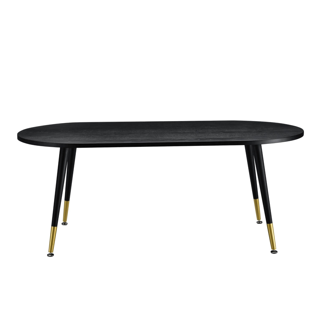 Tavolino da caffè/da Divano 47 x 120 x 60 cm Tavolo Basso da Salotto Tavolino con Piano in MDF di Forma Arrotondata e Gambe in Metallo - Nero
