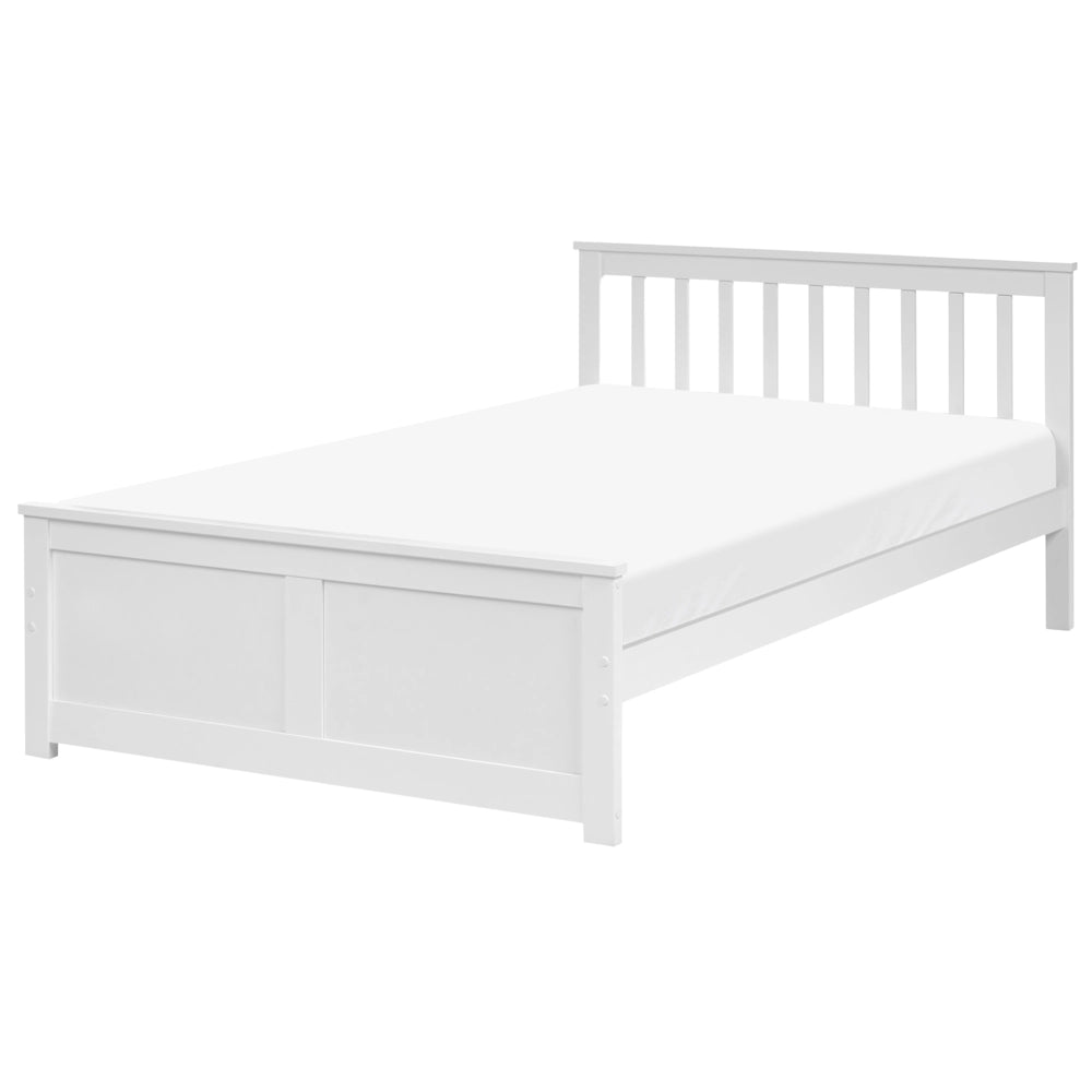 Letto con rete bianca in MDF di pino, 120 x 200 cm, con testiera minimalista