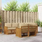 Set di divani da esterno 7 pz Naturale e Beige Poliestere 3374968