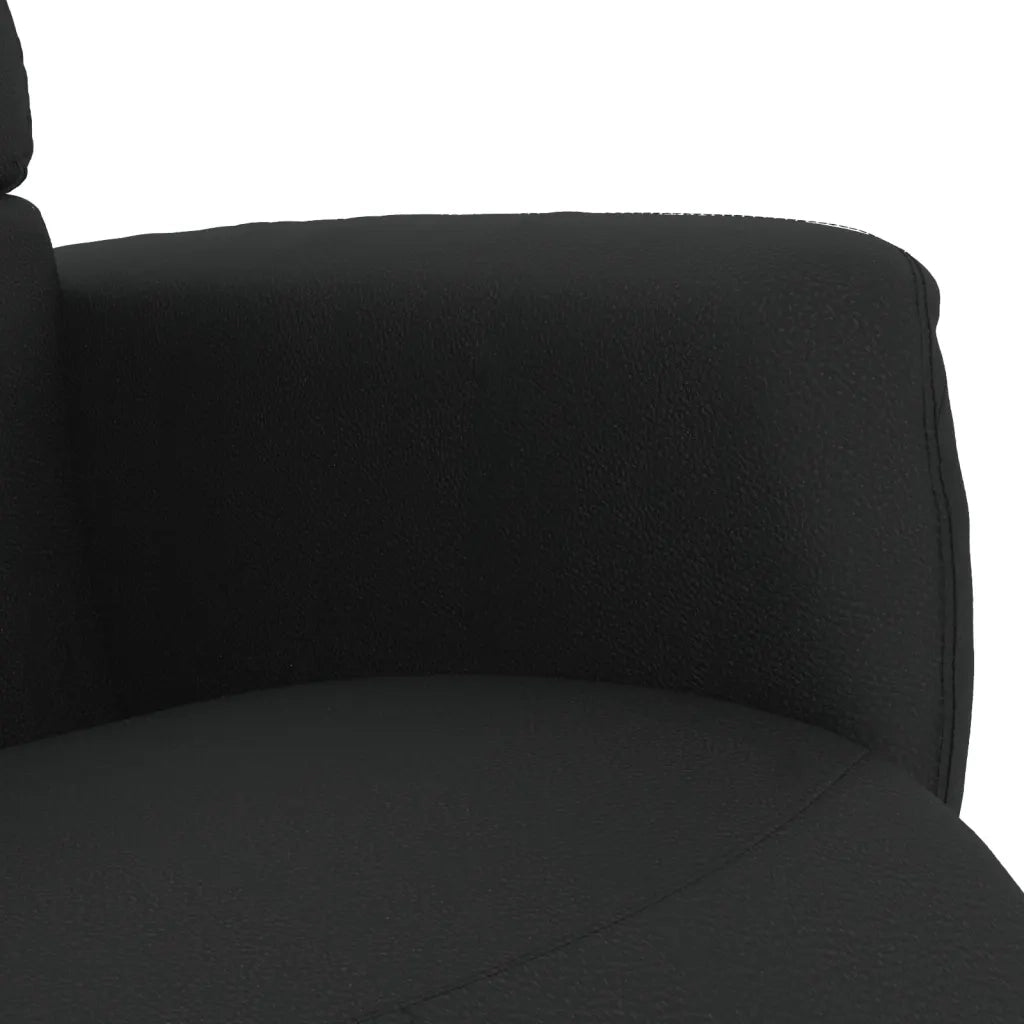 Poltrona Reclinabile con Poggiapiedi Nera in Similpelle 356703