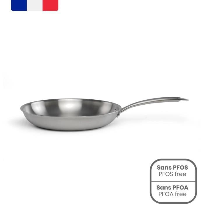 Brigade - Padella in acciaio inox 20 cm - LIVOO - MEP157 - Triplo strato in acciaio inox - Adatta a tutti i piani cottura, anche a induzione - Prodotto in Francia