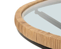 Tavolino Basso Ø80x46,5 cm in Metallo con Piano in Vetro