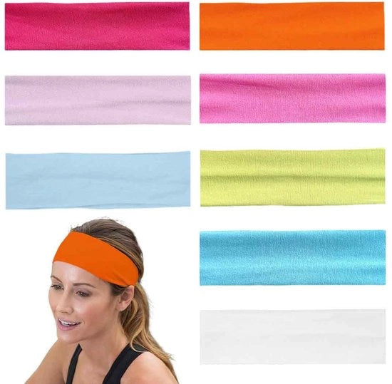 Cintura per capelli per donne - 8 pezzi - Cintura elastica antiscivolo - Sport/Yoga/Fitness - Respirabile - Disponibile in diverse colori