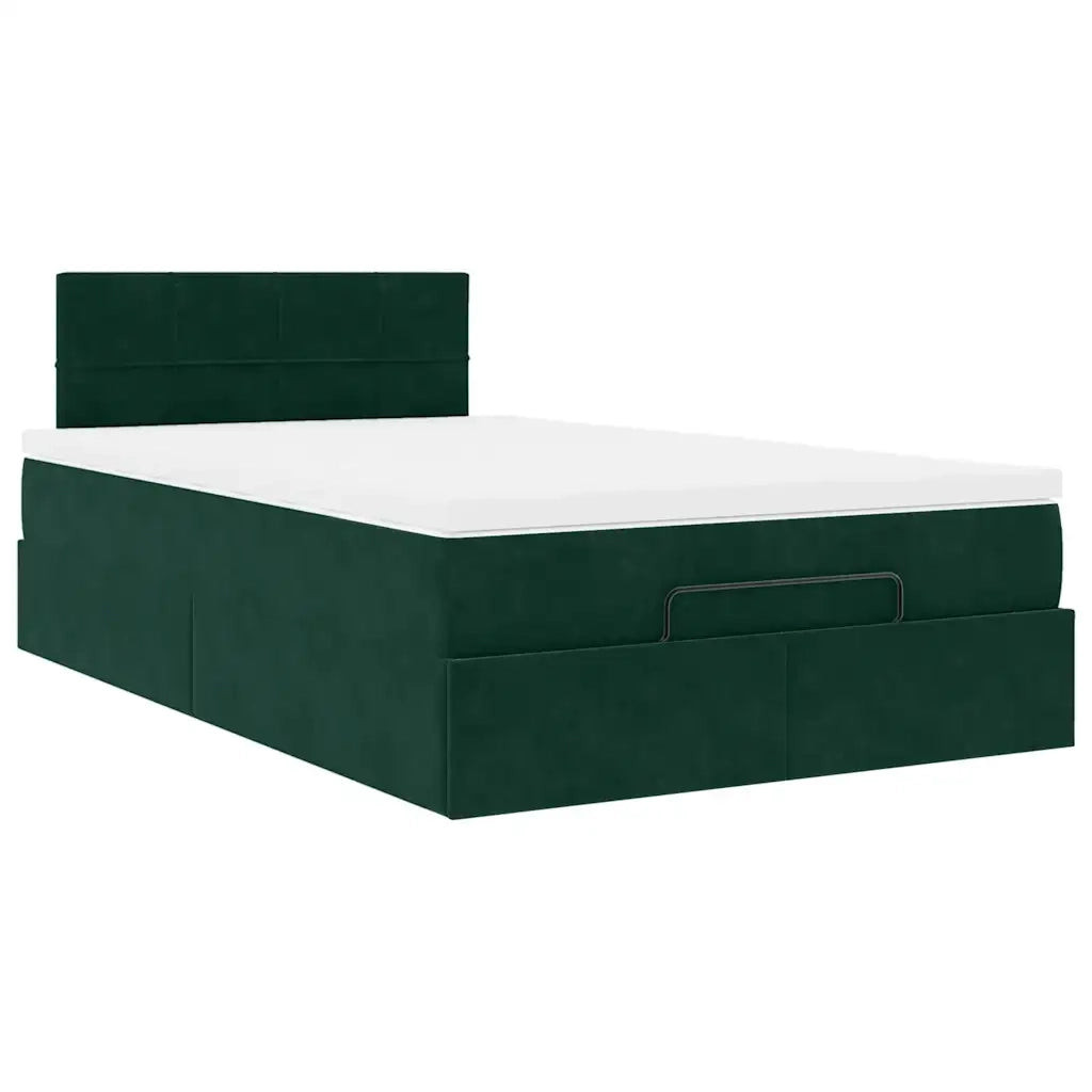 Pouf Letto con Materasso e LED Verde Scuro 120x190cm in Velluto 3312611