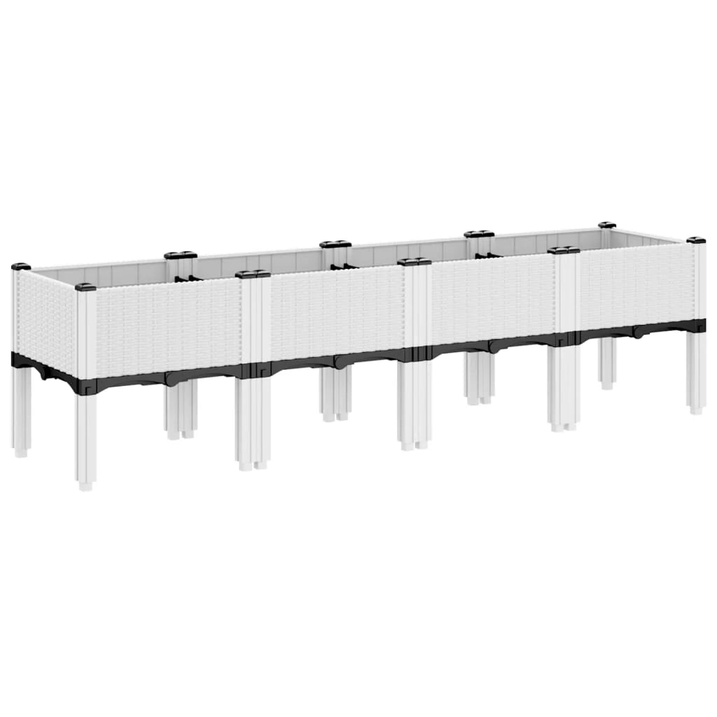 Fioriera rialzata per piante fiori patio giardino con gambe 160 x 40 x 42 cm PP bianco 02_0038157