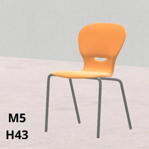 Sedia GINKGO arancio H 43cm, scocca polipropilene riciclato, gambe grigie SD.GK+.4GF.M5.AR