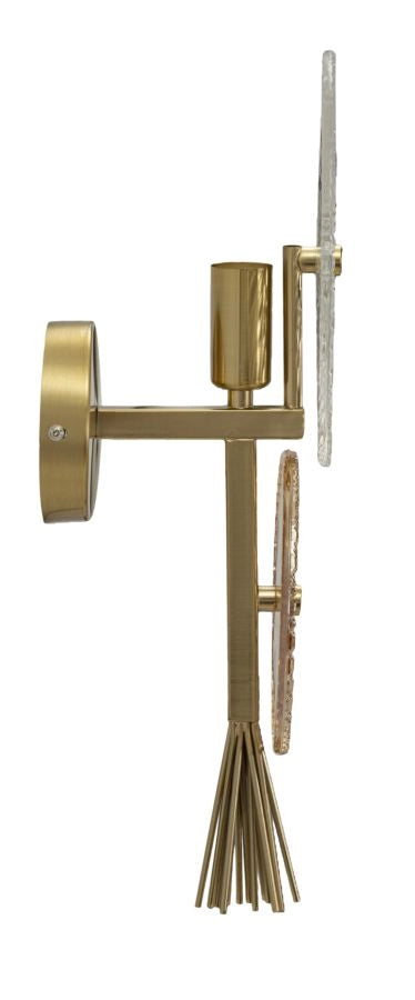 Lampada da Muro Sunrise 20x14x41 cm in Vetro e Ferro Oro e Naturale