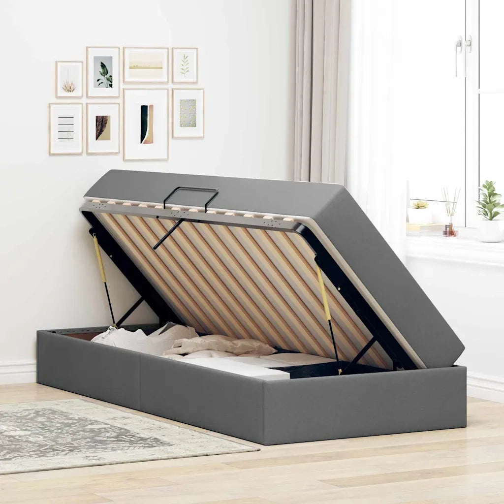Letto con contenitore e materasso Grigio scuro 100 x 200 cm 3399641