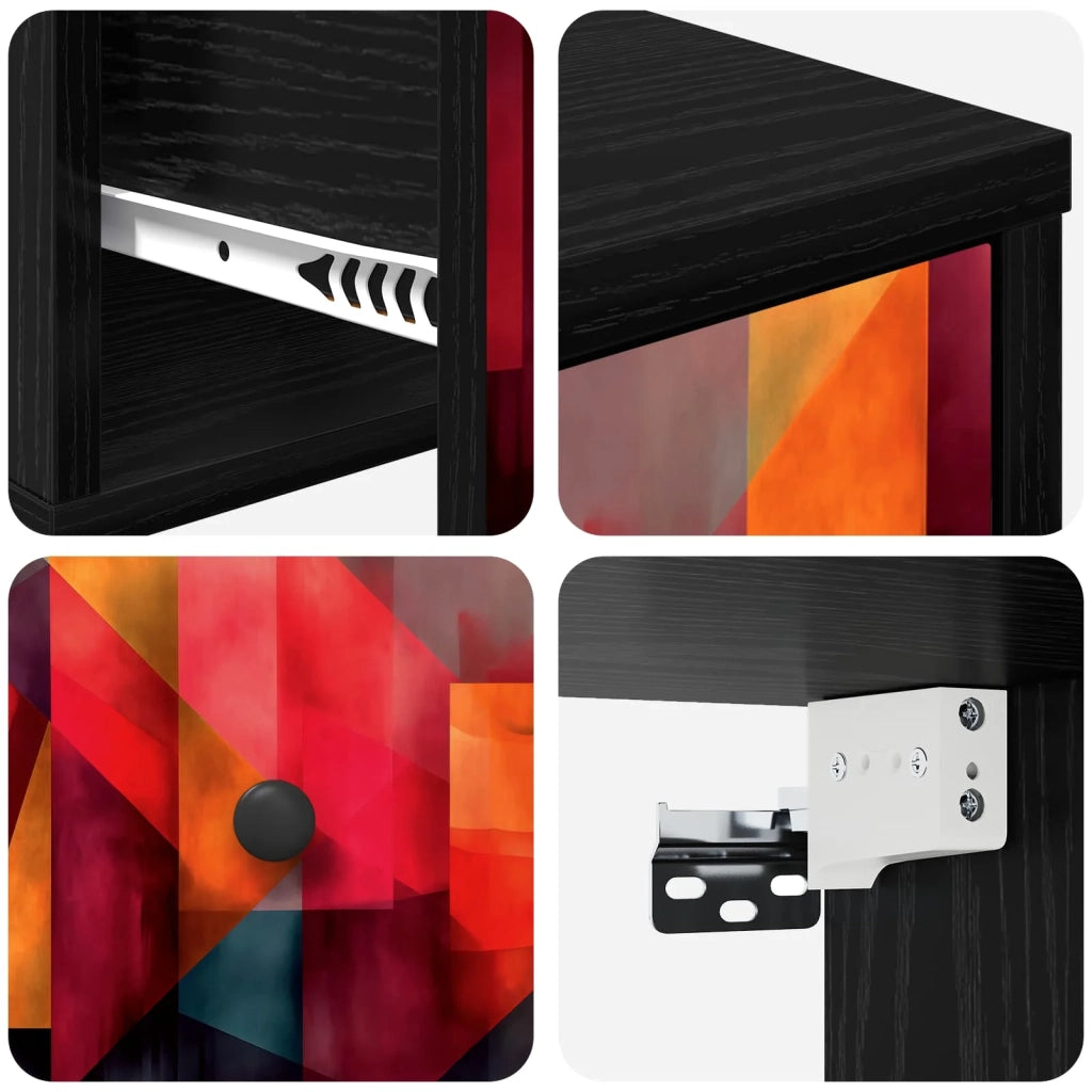 Mobiletto da comodino a parete HEESCH Rovere Nero 8007467