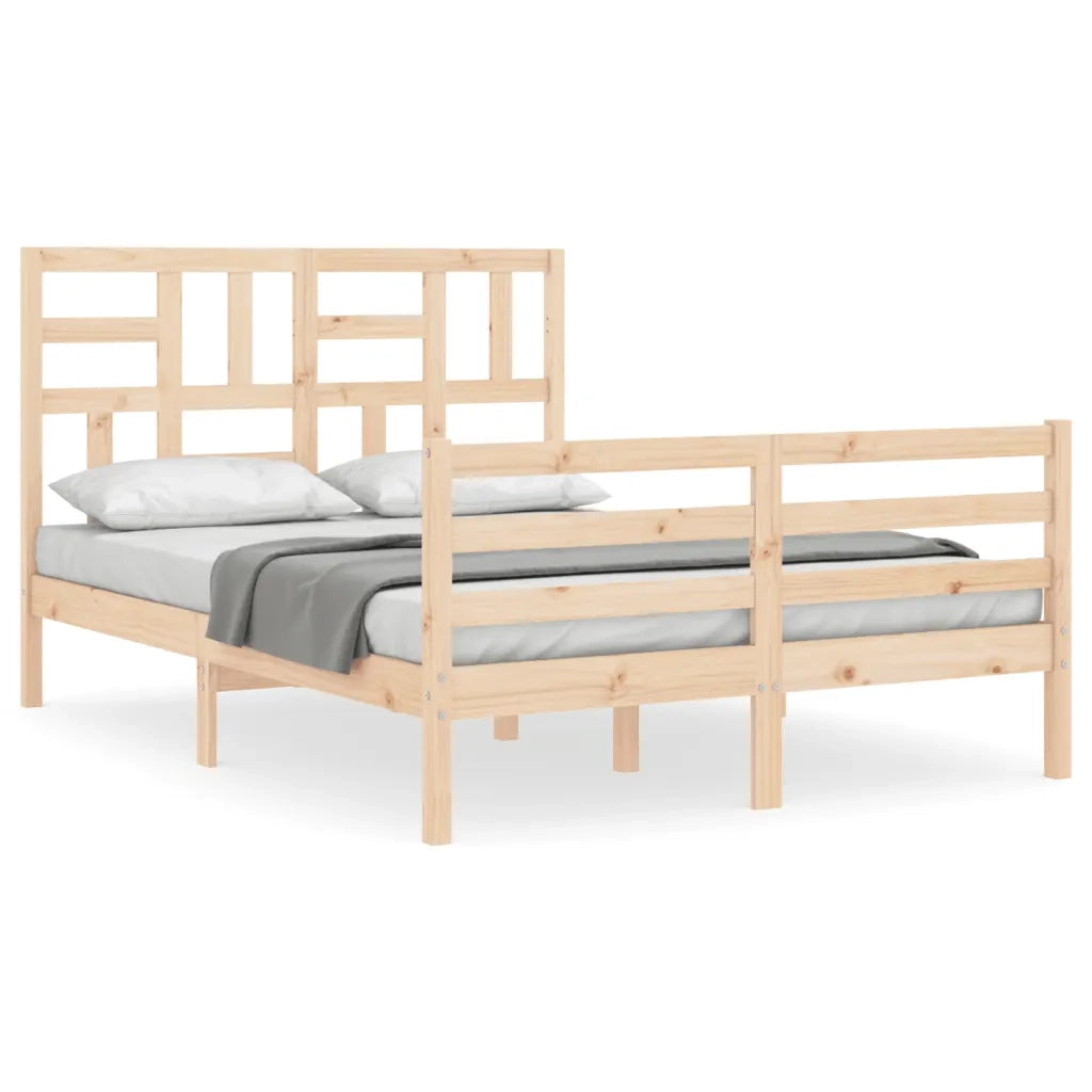 Giroletto con Testiera-Struttura Letto con testiera 140x190 cm in Legno Massello 853165