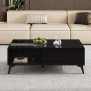 Tavolino da Caff¨¨ Multifunzionale ¨C MINIMAL ¨C Nero Lucido, Altezza Regolabile, 110x50x48 cm