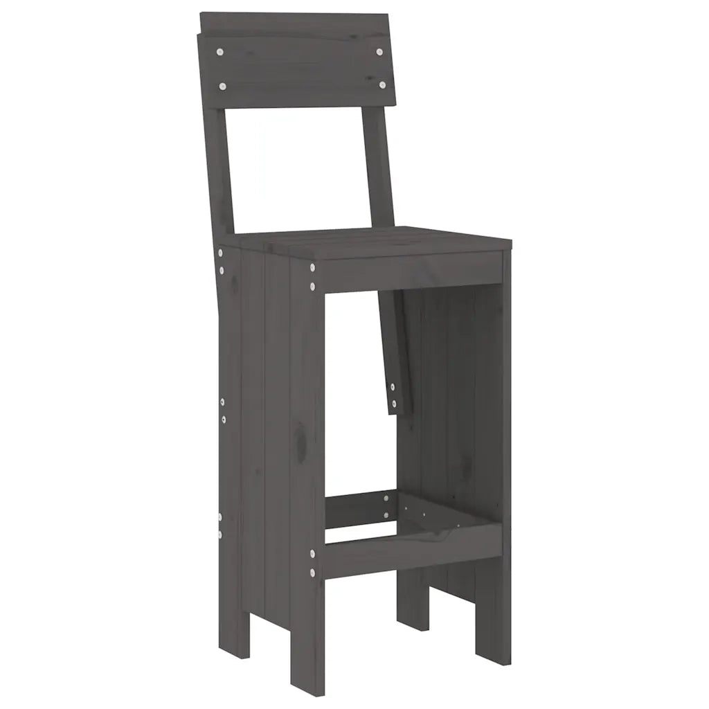 Set Bar da Giardino 3 pz Grigio in Legno Massello di Pino