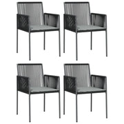 Sedie Giardino con Cuscini 4 pz | Sedie da Esterno Nere 54x60,5x83,5 cm Polyrattan