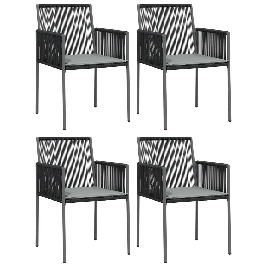 Sedie Giardino con Cuscini 4 pz | Sedie da Esterno Nere 54x60,5x83,5 cm Polyrattan