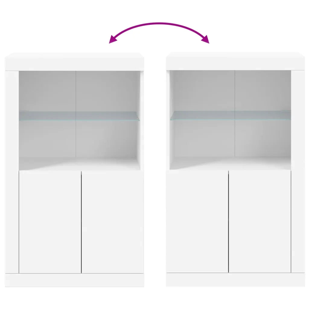 Mobiletto laterale contemporaneo con illuminazione a LED pratico contenitore 60,5 x 37 x 100 cm legno bianco 02_0049356