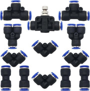Kit di collegamento rapido a 13 elementi con connettori a slang per tubi in PU/PE/Nylon e viti da 10 mm