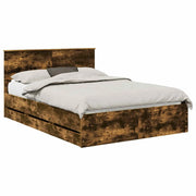 Letto matrimoniale | Letto per adulti | Struttura del letto con cassetto Rovere fum¨¦ 140 x 200 cm