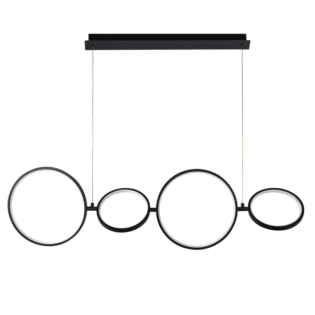 Cirque 4Lt LED Anello Pendente - Metallo Nero e Silicone Opale
