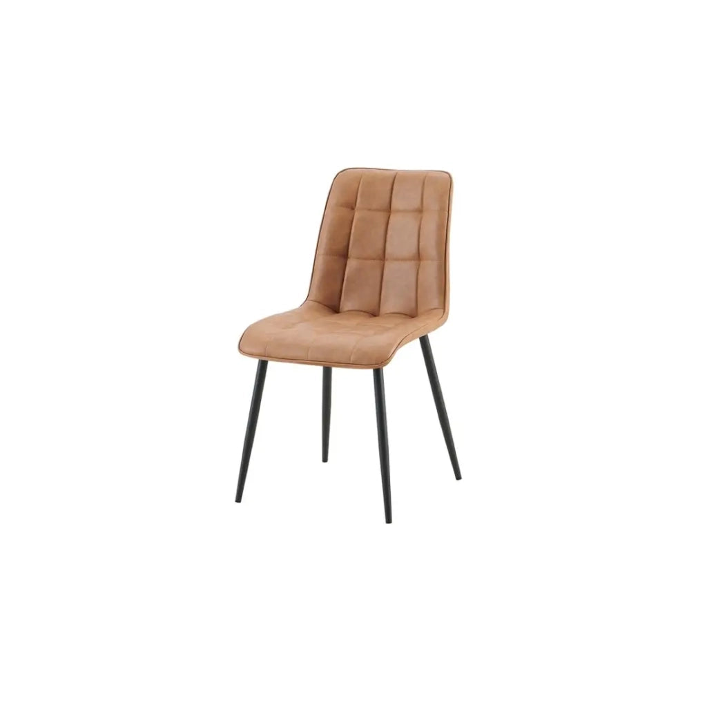 Set di 4 sedie MIREA – Cognac – Stile senza tempo – Gambe in metallo – Rivestimento in PU facile da pulire