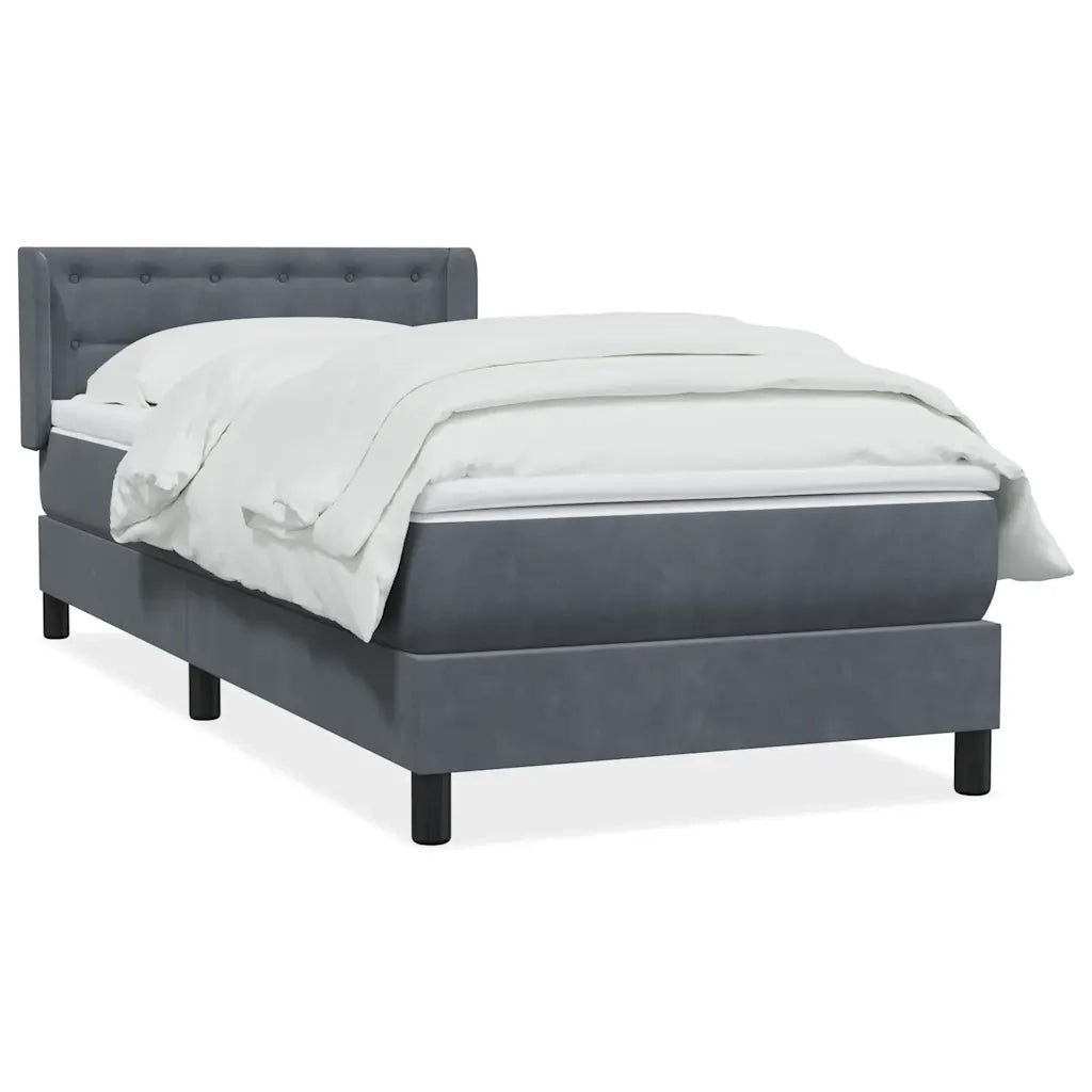 Giroletto a Molle con Materasso Grigio Scuro 90x220 cm Velluto 3318478