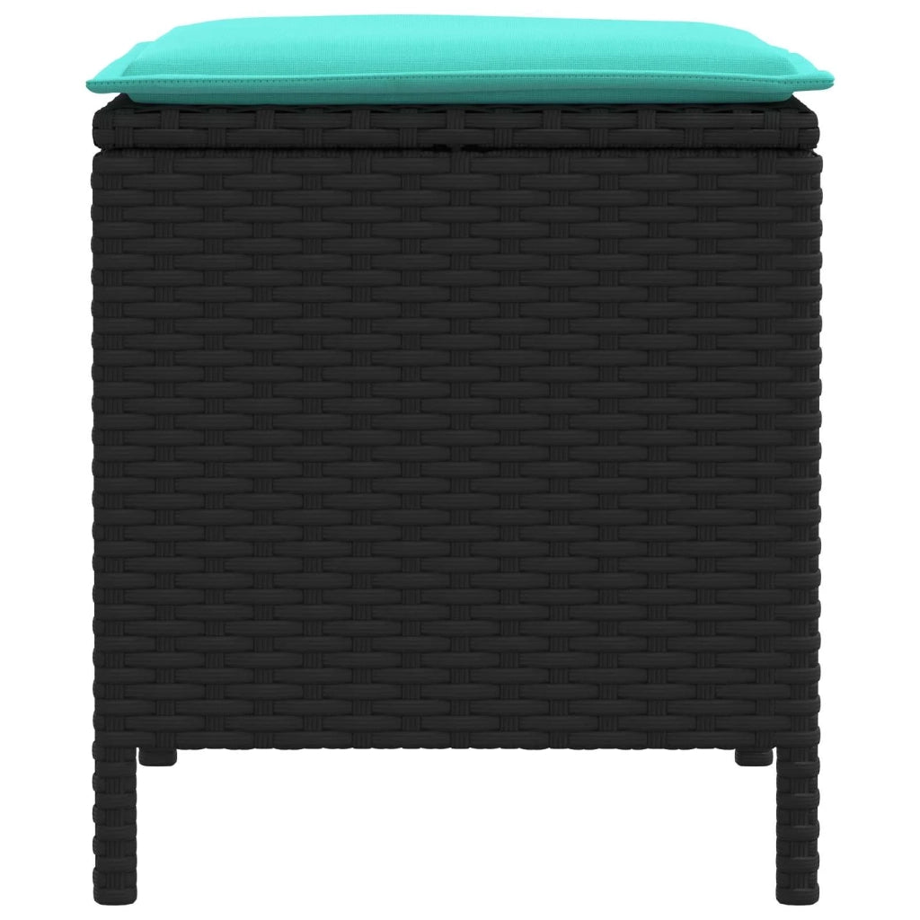Poggiapiedi da Giardino 2 Pezzo Nero e Turchese 38 x 38 x 45 cm 42025389