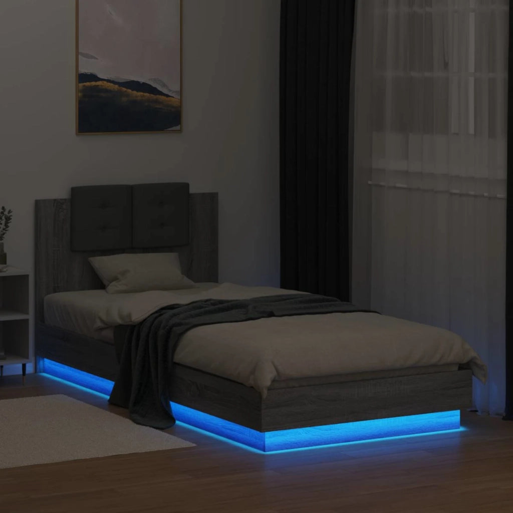 Letto con LED Sonoma grigio 80 x 200 cm Legno ingegnerizzato 3429665