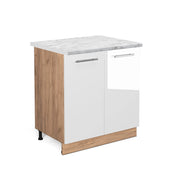 Mobile lavello cucina Fame-Line Bianco lucido/Rovere dorato 80 cm, PL Marmo Vicco