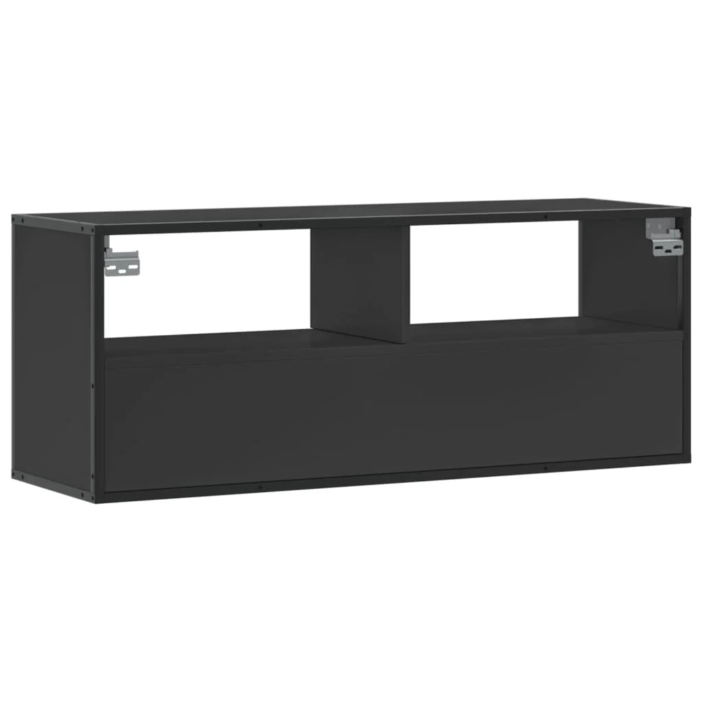 Mobile TV multimediale mensola TV credenza mobile TV sala da pranzo soggiorno camera da letto 100 x 31 x 39,5 cm legno ingegnerizzato e metallo nero 02_0025440