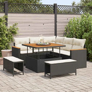 Set Divano da Giardino con cuscino 8 pcs Nero Poly Rattan 3364985