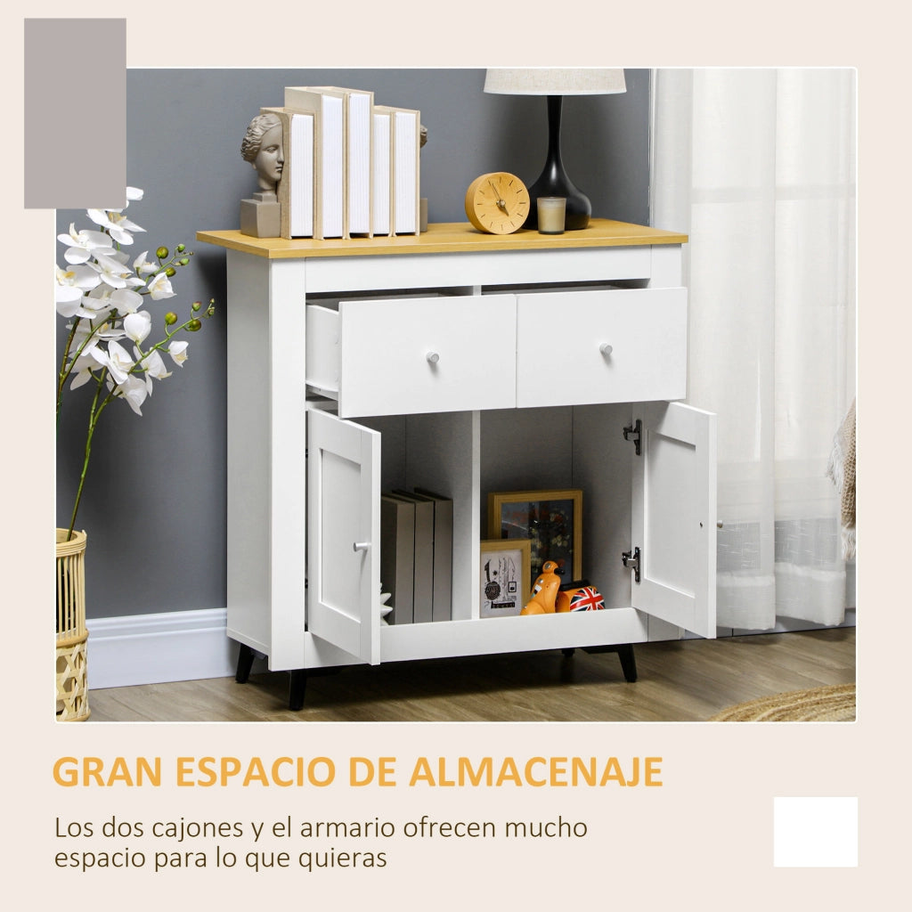 Tavolo da cucina con cassetti e ante ¨C zephmum ¨C 78x35x80 cm bianco