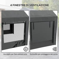 Gazebo per Auto e Feste con Altezza Regolabile, 4 Porte e 4 Finestre, 6x3m Grigio Scuro