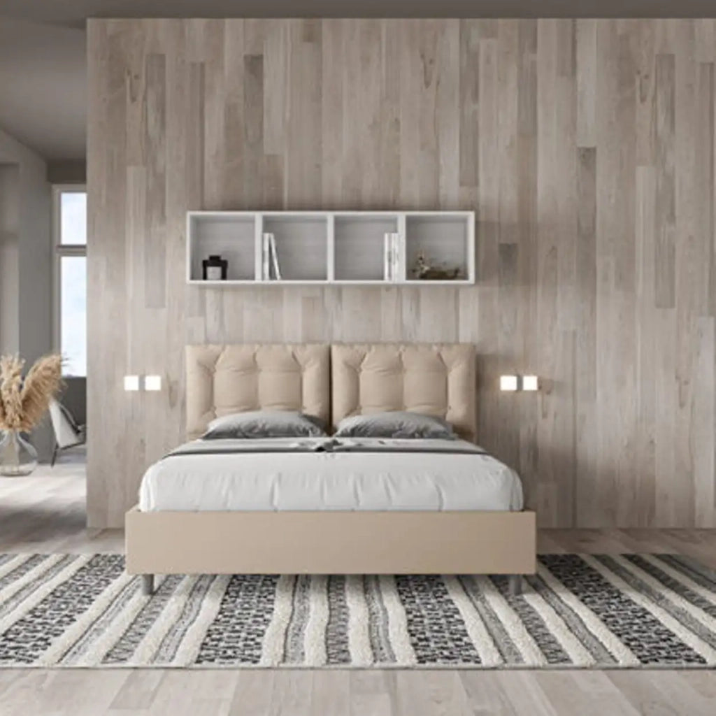 Letto matrimoniale senza rete imbottito 160x210 similpelle tortora Annalisa