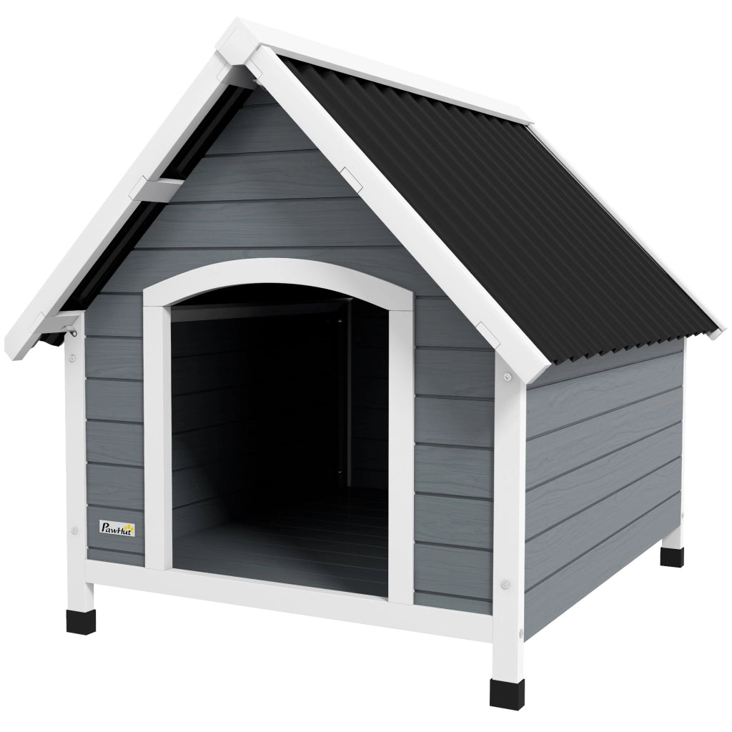 Casetta per cani esterna in legno con pavimento rimovibile ¨C zephmum ¨C 84x99x87 cm grigio