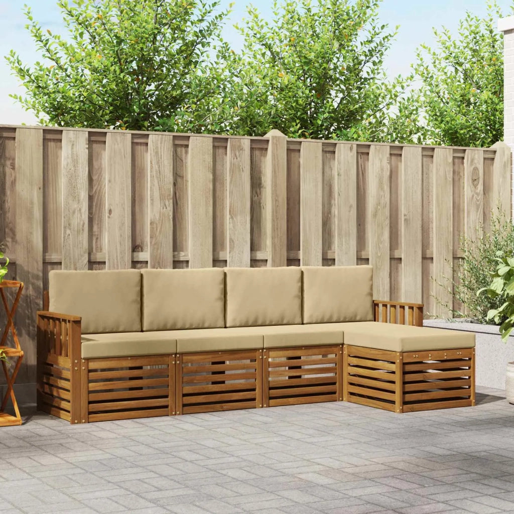 Set di divani da esterno 5 pz Naturale e Beige 3374643