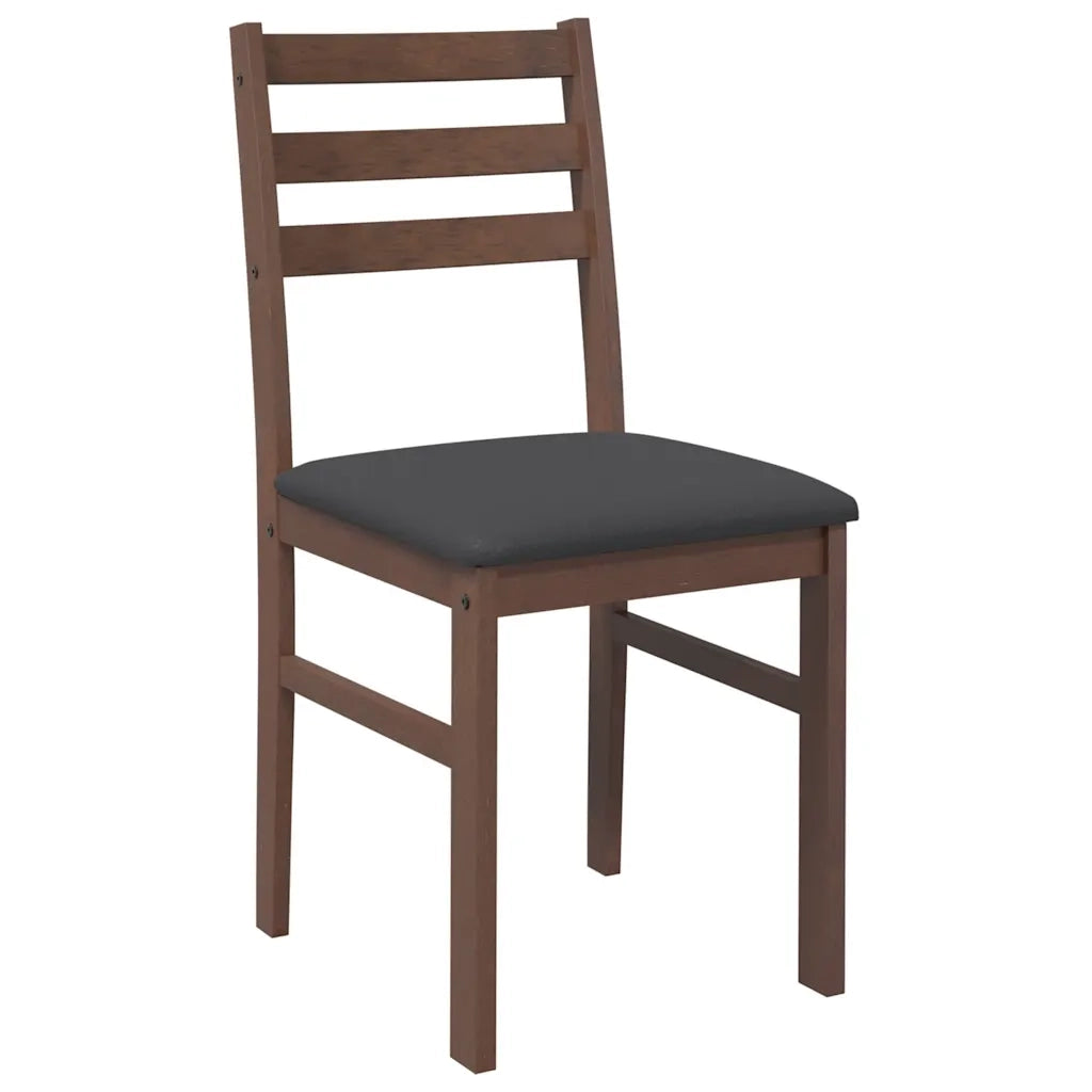 Sedie da Pranzo con Cuscini 2pz Marrone Legno Massello di Hevea 4102418