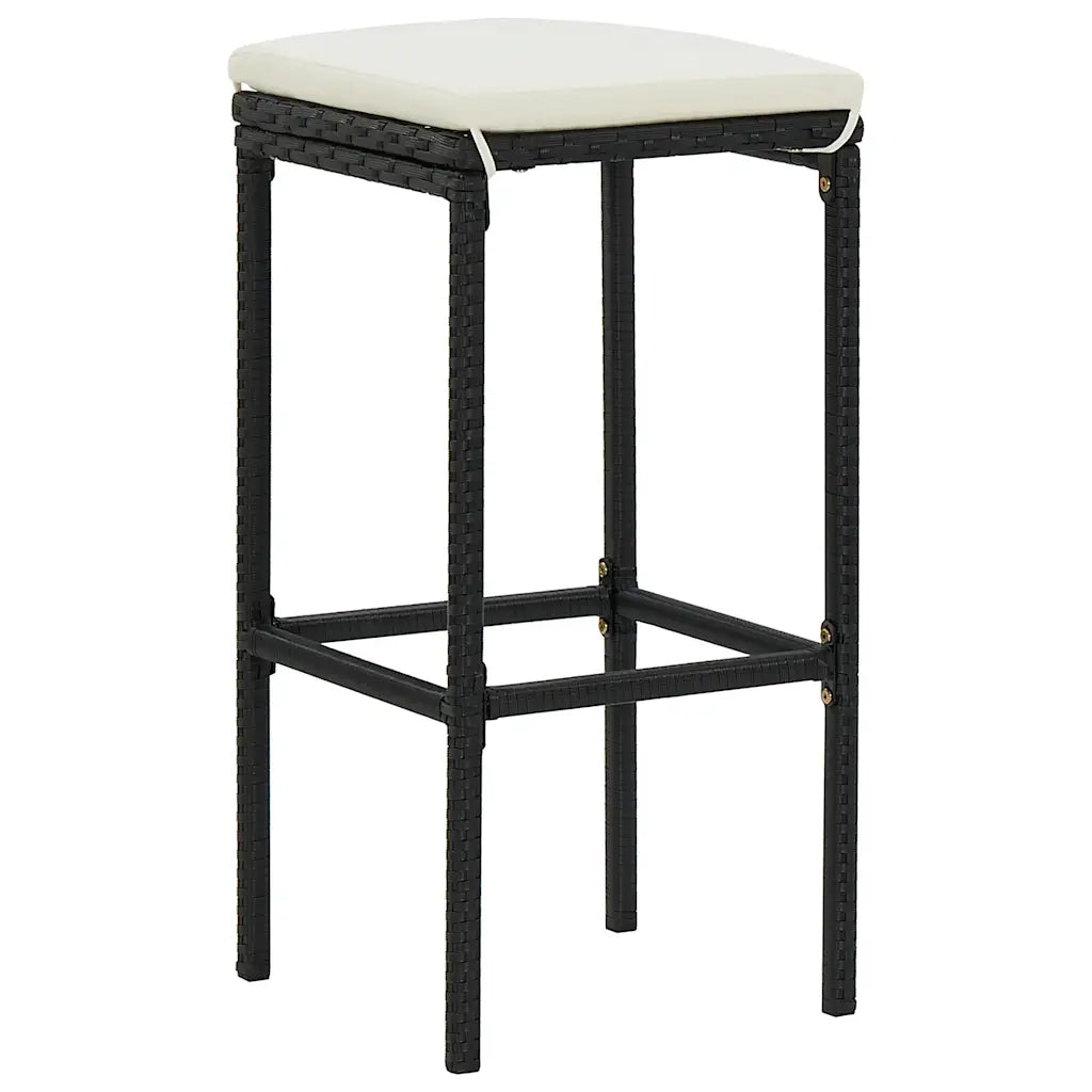 Set Bar da Giardino 3 pz | Set Salotto da Giardino con Cuscini Polyrattan Nero