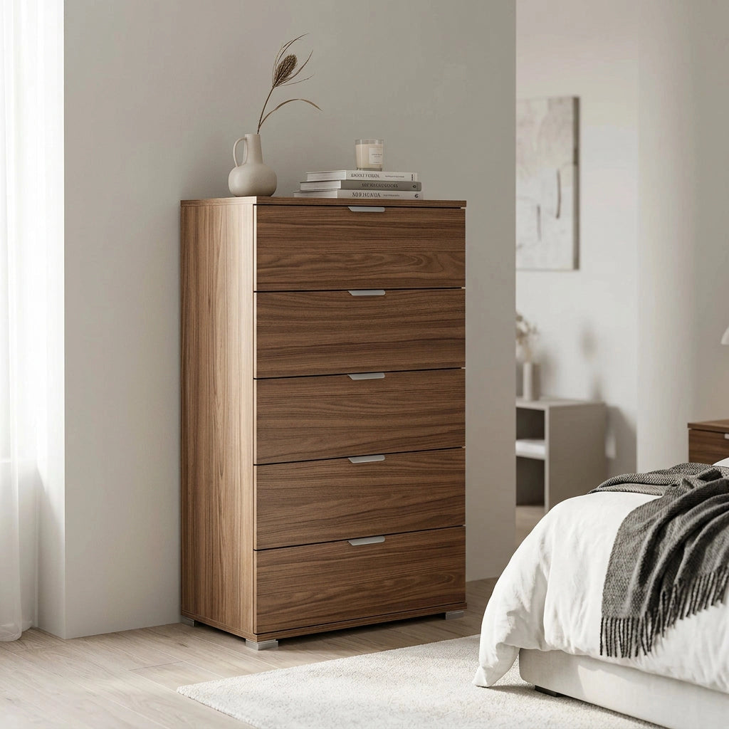 Cassettiera 5 cassetti in Legno Composito cm 60x38x103 - CLIFF