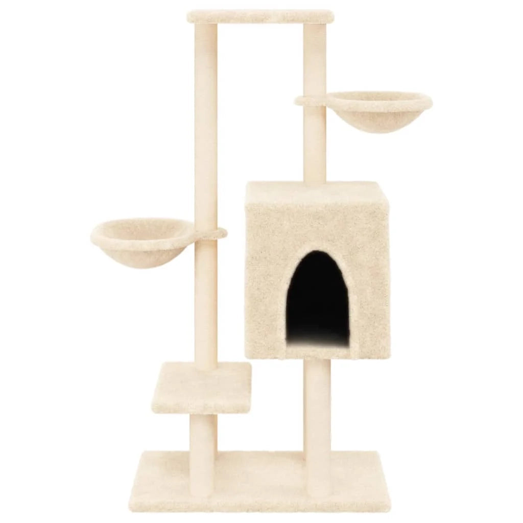 Tiragraffi per gatti torre per arrampicata giocattolo piattaforma per arrampicata con tiragraffi in sisal 117 cm crema 02_0022460