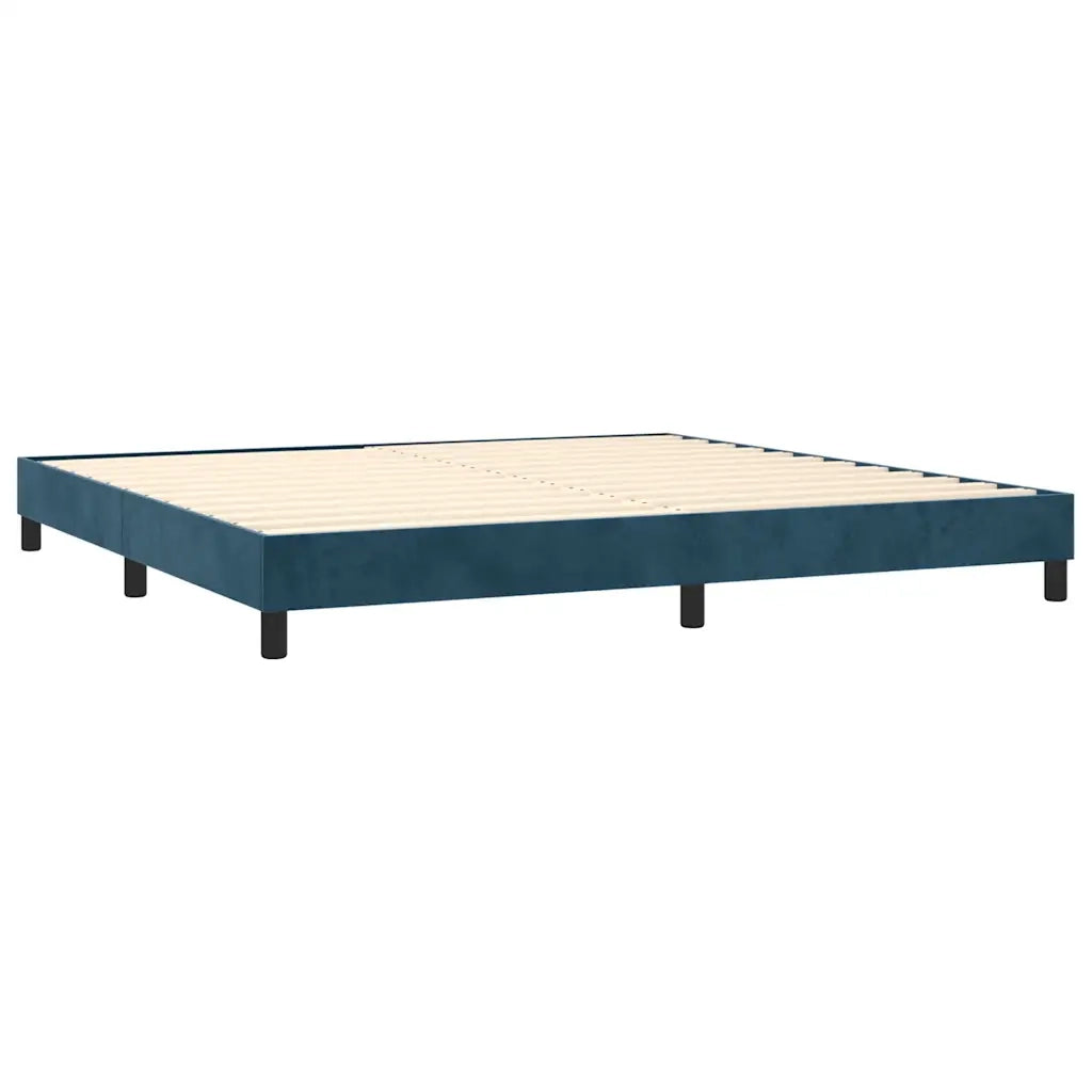 Letto a Molle con Materasso e LED Blu Scuro 200x200 cm
