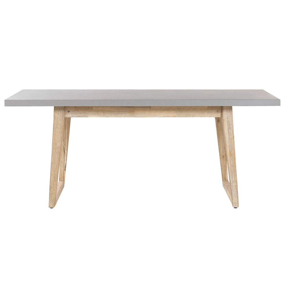 Set da pranzo per esterni in fibra di cemento grigio legno di acacia chiaro 6 persone tavolo 2 panche design moderno