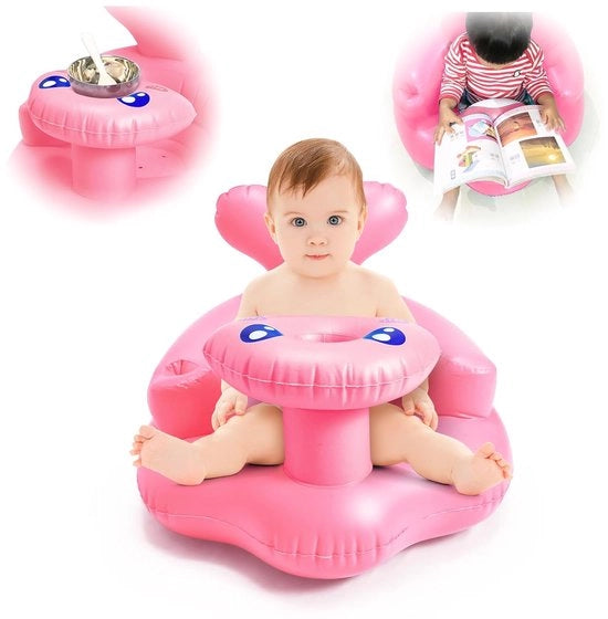 Seggiolino per bambini trasportabile, PVC, seggiolino pieghevole per bambini da 3 a 12 mesi, seggiolino per terra per bambini, sedile per bambini per casa e in viaggio (rosa)