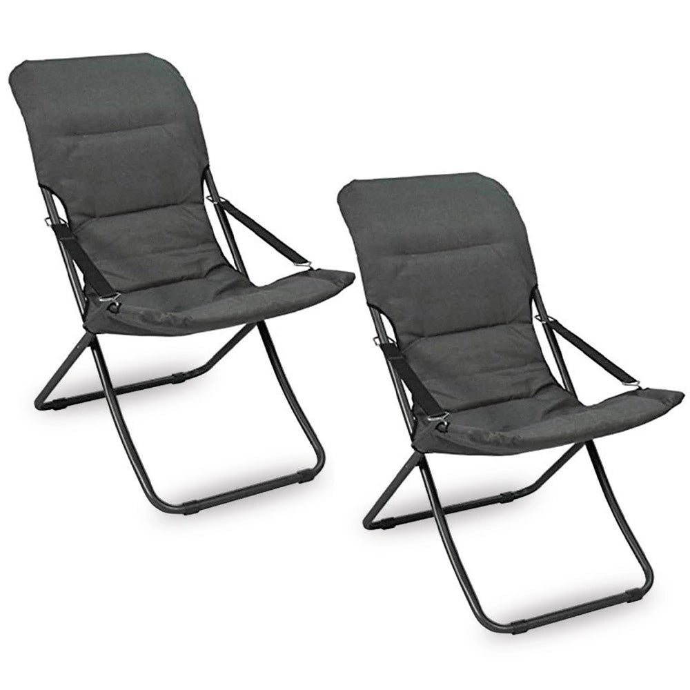 Poltrone lettino da veranda sdraio giardino Floris con cuscino grigio scuro x2