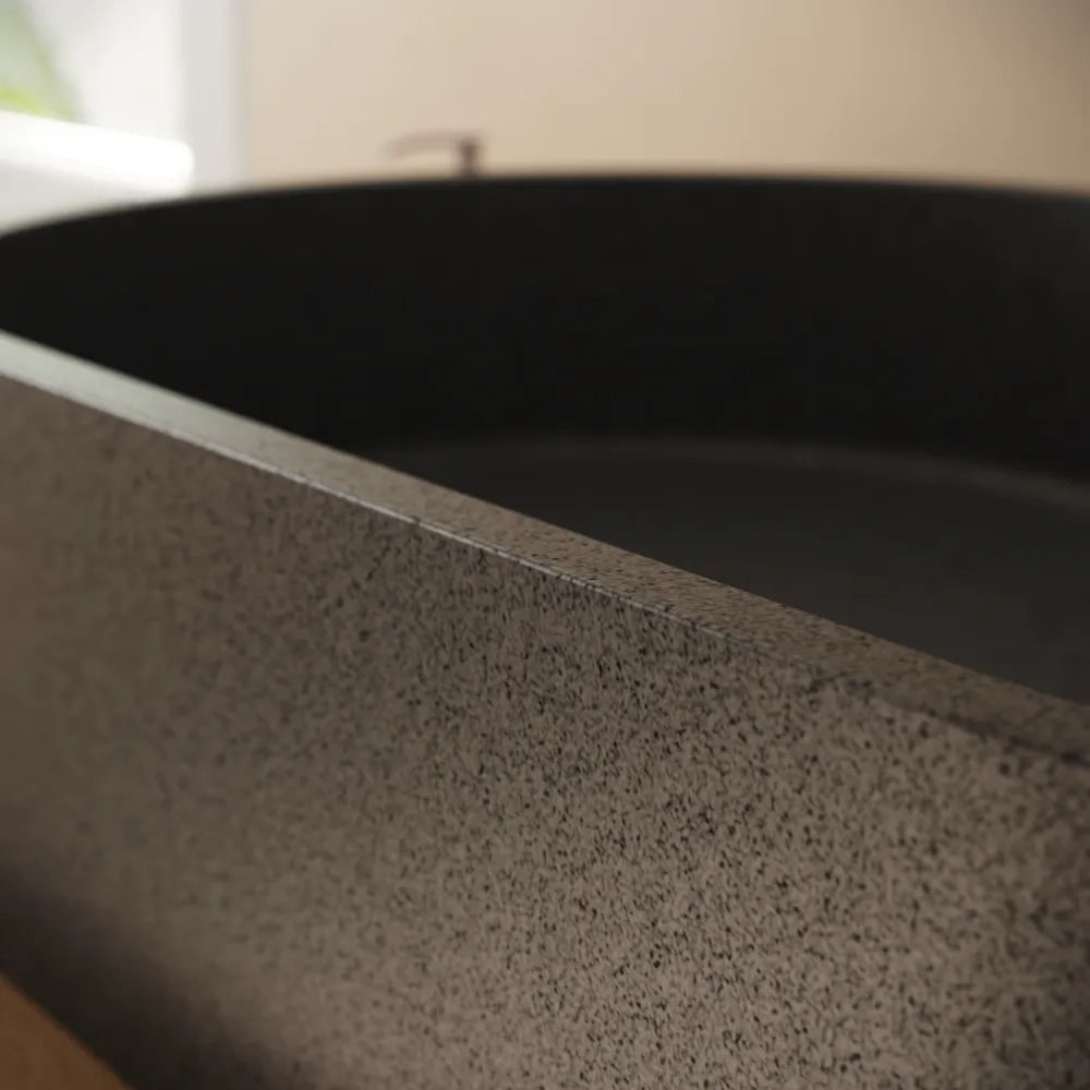 Lavabo da appoggio ovale in microcemento 60x35x12 cm nero | Iseo